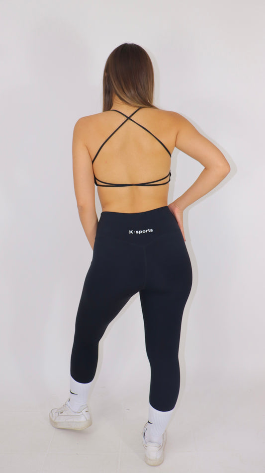 SET CRYSTAL LEGGINS Y TOP -  Black