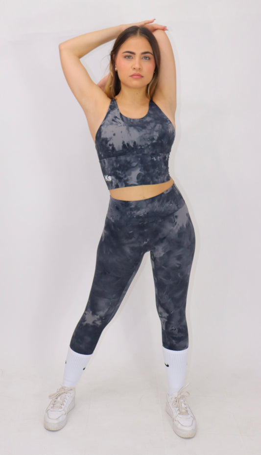 ACTIVEWEAR set Leggins & top - TIE DYE YOGA  NEGRO