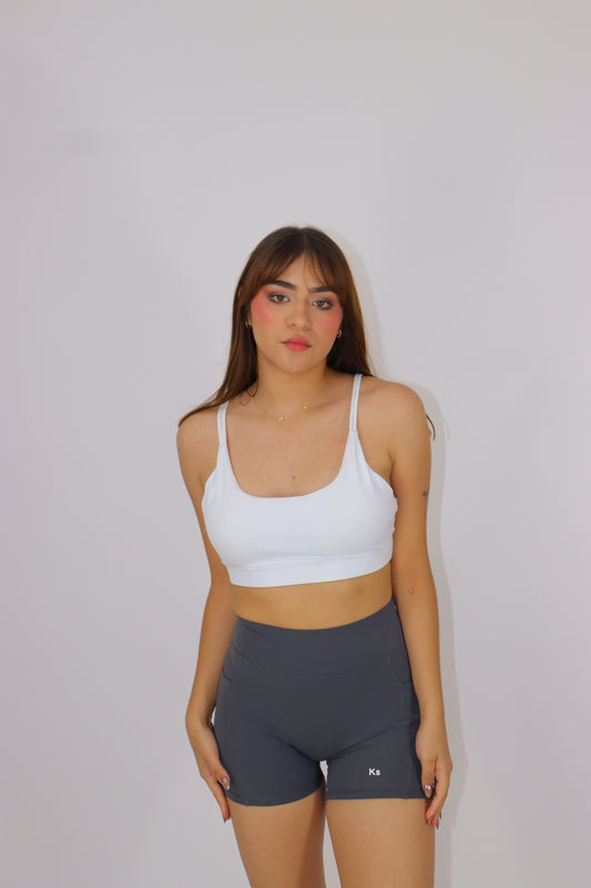 ACTIVEWEAR Top Deportivo al estilo Lulu- Blanco