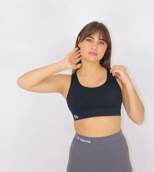 ACTIVEWEAR  Top Diana de alto IMPACTO-Negro