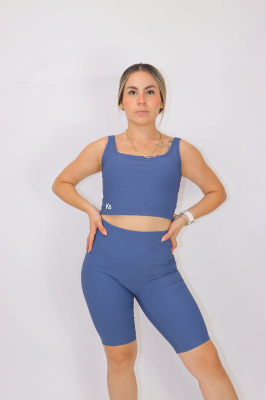 ACTIVEWEAR SET BIKER ( top + short) - Estonia Blue