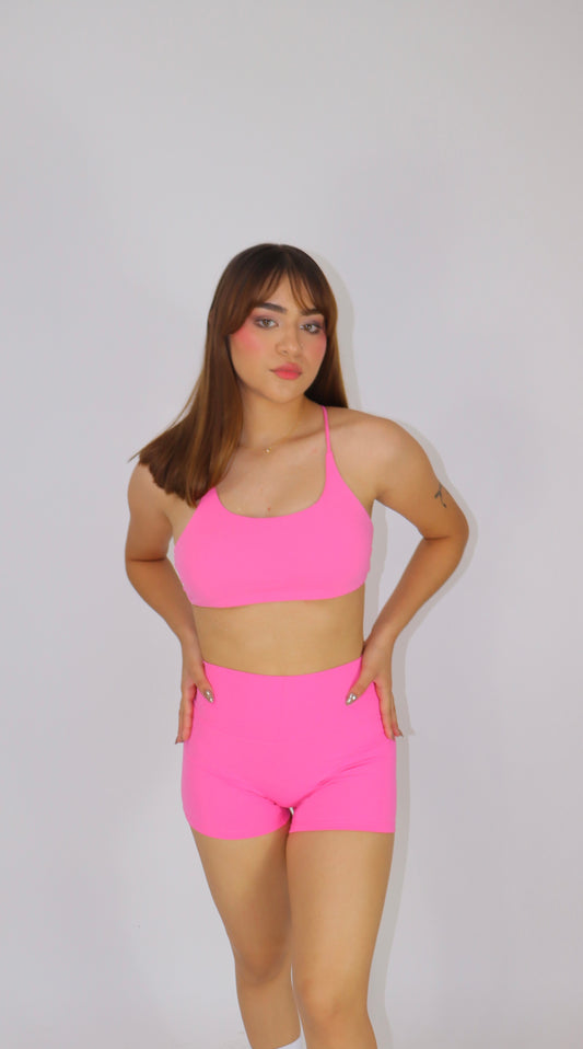 SET CRYSTAL TOP Y SHORT - Baby Pink