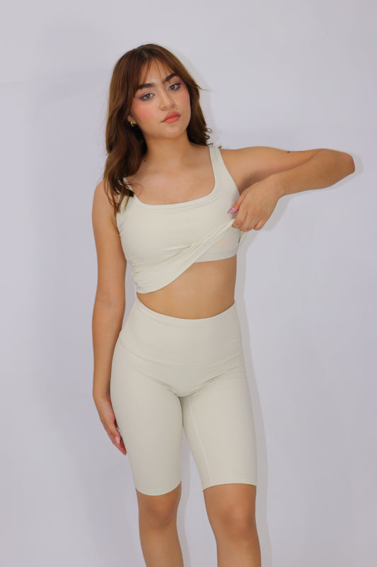 ACTIVEWEAR SET BIKER ( top + short) -CREAM