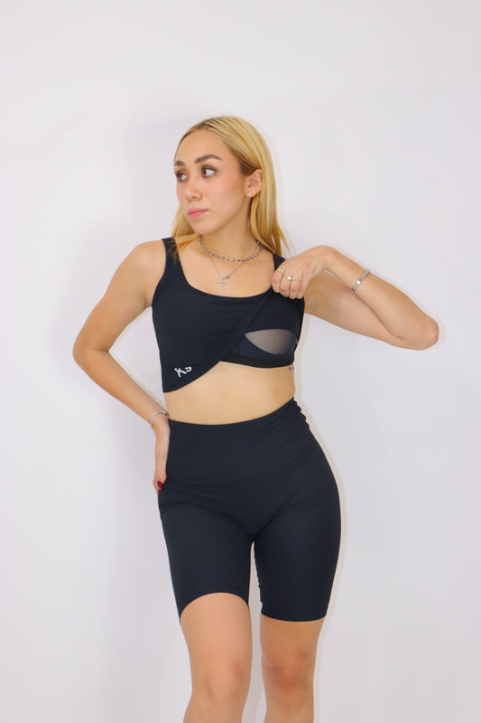 ACTIVEWEAR SET BIKER ( top + short) -  BLACK